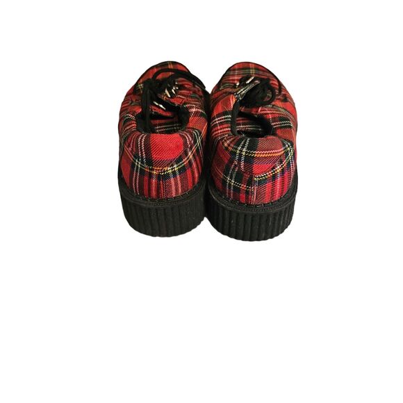 TUK RED TARTAN ANARCHIC CREEPER‎ Plaid Gothic Punk Vegan Size 7W 5M - Picture 5 of 6